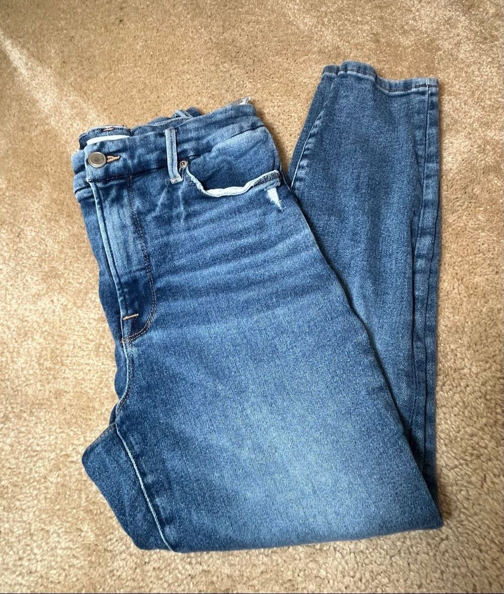 Good American Good Waist Crop Skinny Jeans Medium Wash Blue Size 6/28